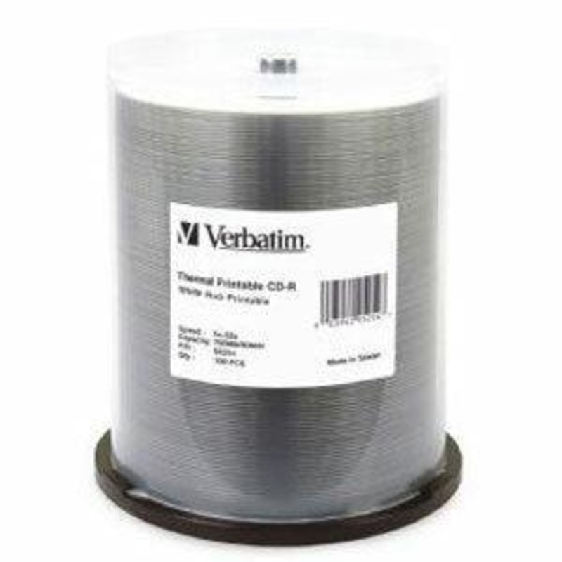 CD-R 80 Min WHT Wide THERM 100 Pk 52x