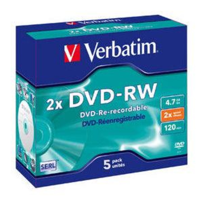 DVD-RW 5pk Jewel Case 2x