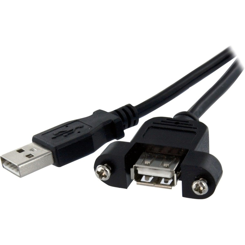 1 ft Panel Mount USB Cable A to A – F/M