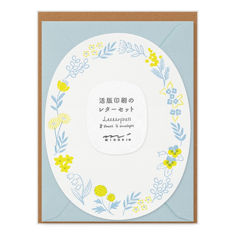 Letterpress Die-Cut Letter Set – Blue Wreath