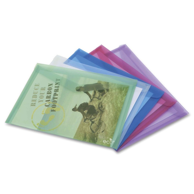 Rapesco ECO Popper Wallet A4 Assorted Pack 5
