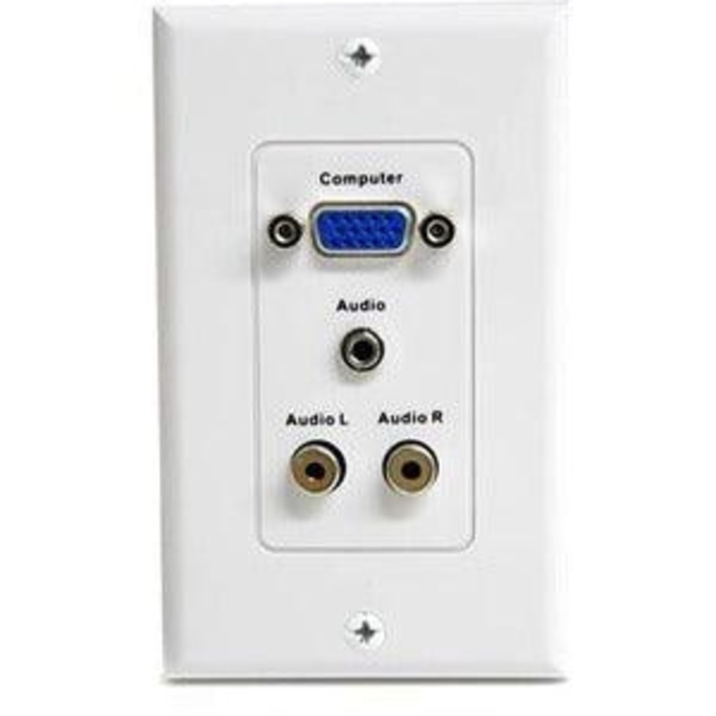 15-Pin Female VGA Wall Plate with 3.5mm