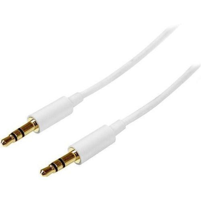 1m White Slim 3.5mm Stereo Audio Cable