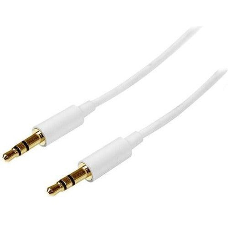 2m White Slim 3.5mm Stereo Audio Cable