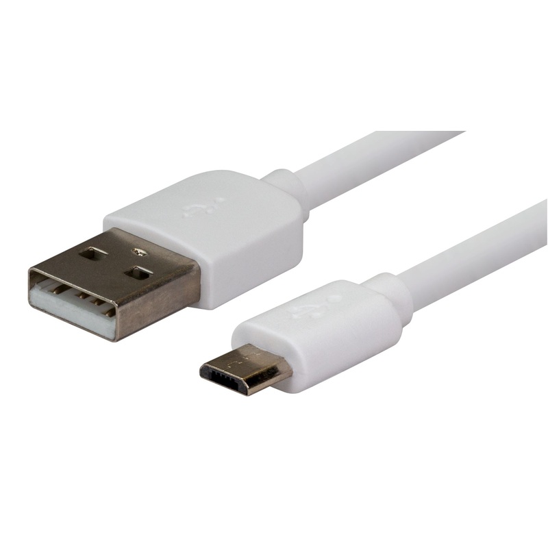 DYNAMIX 5m USB 2.0 Micro-B Male to USB-A Male Connectors. Colour White.