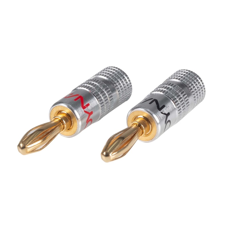 DYNAMIX Banana Plugs Gold Plated with Alloy Jacket, Max 14AWG Cable Colour Coded Red and Black. 50 PAIR Pack