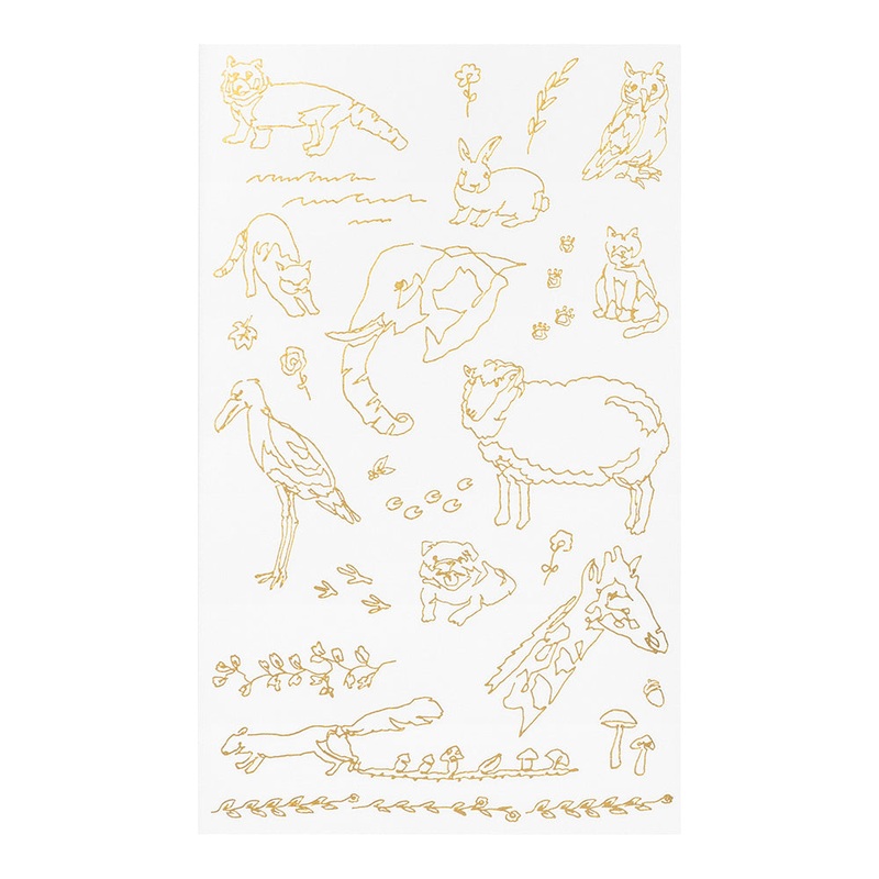 Midori Foil Transfer Stickers for Journaling – Land Animals