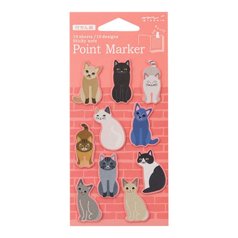 Midori Point Marker Sticky Notes – Cat