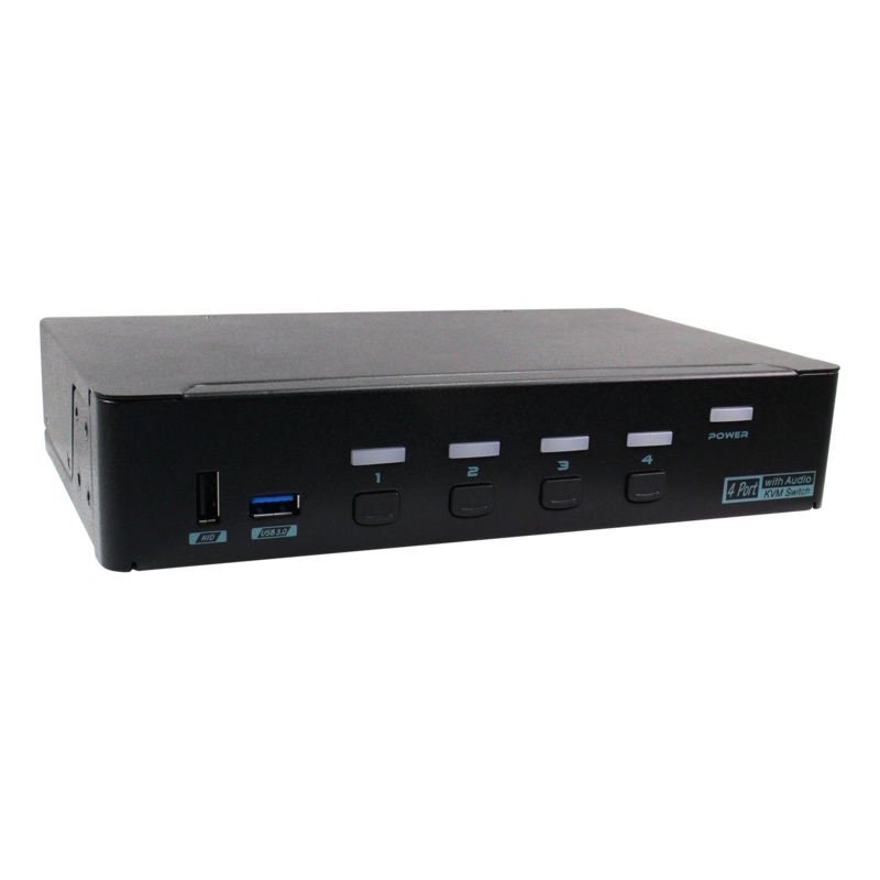 REXTRON 4 Port HDMI USB 3.0 4K UHD KVM Switch with Video Matrix Function. HDCP/EDID Engine Supported in Each Input Port.