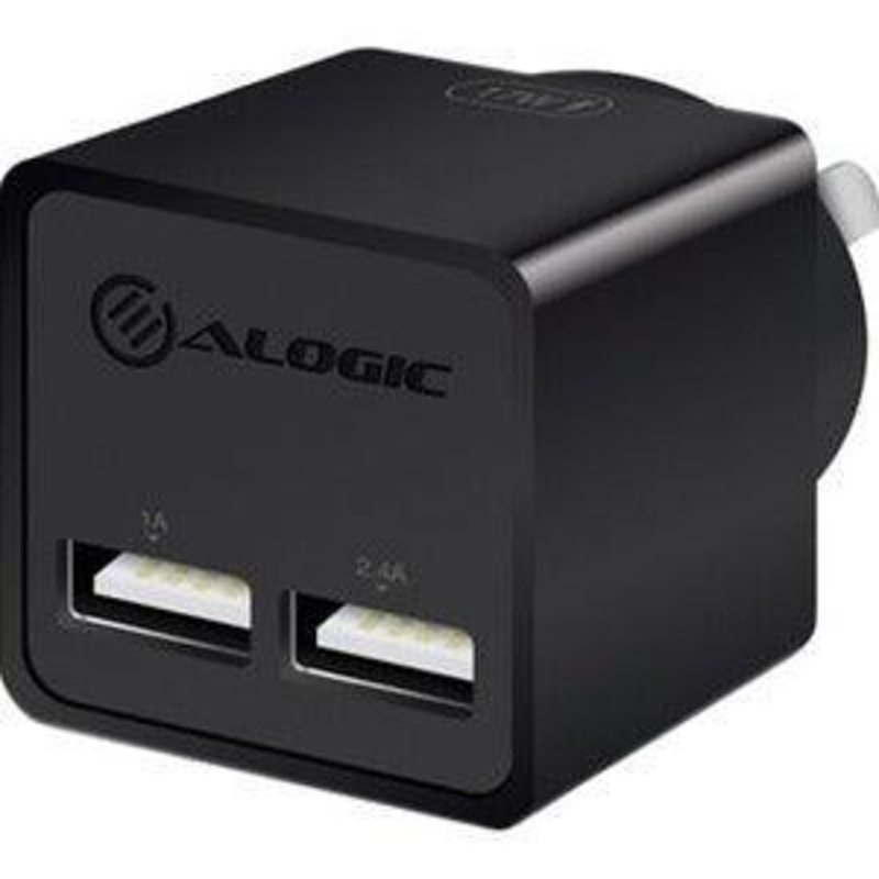 2 PORT USB MINI WALL CHARGER 17W BLACK