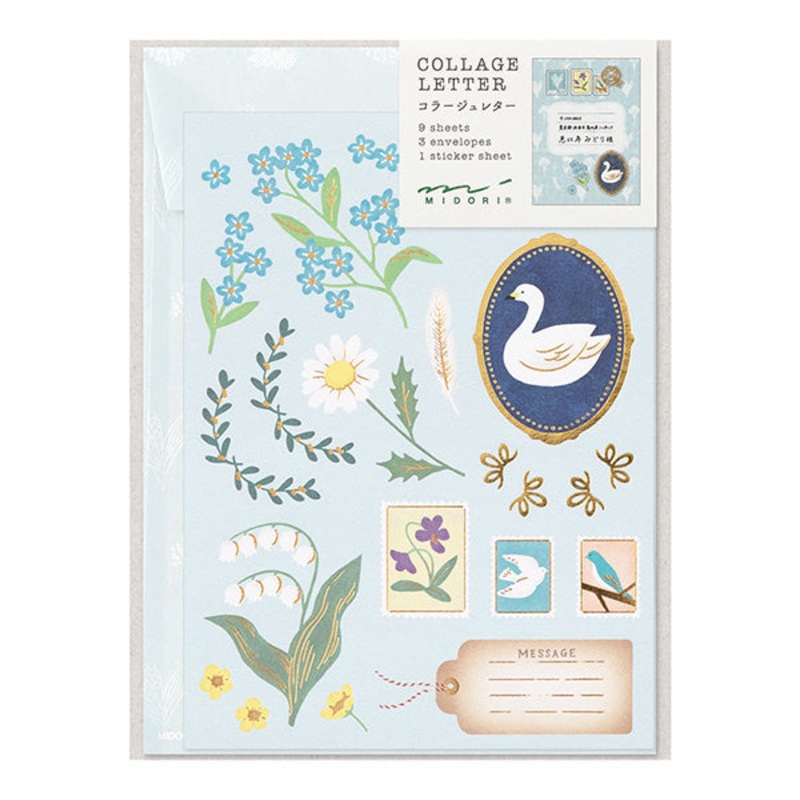 Midori Letter Set Collage Pattern – Bird