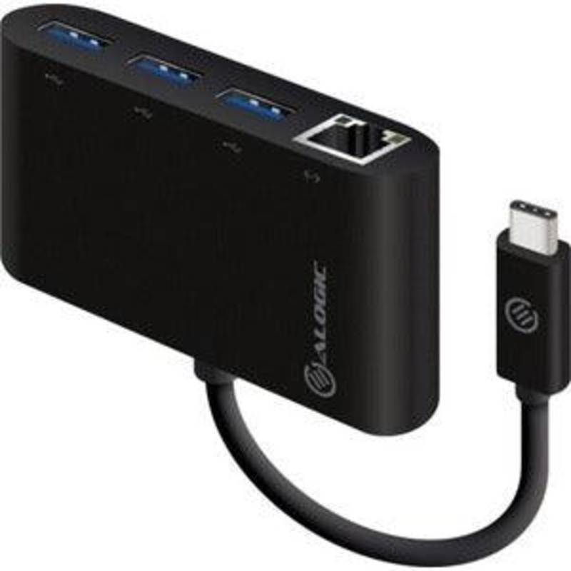USB-C TO GIGABIT USB 3.0 3PORTUSBHUB BLK