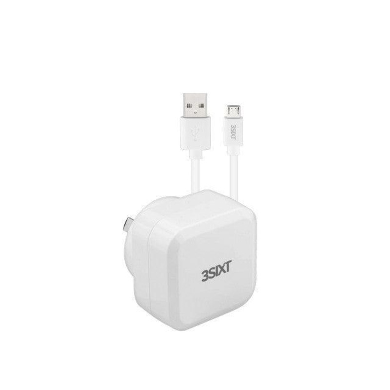 3sixT Wall Charger AU 5.4A + Micro USB Cable 1m – White
