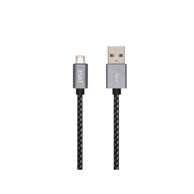 3sixT BLACK Cable – USB-A to Micro USB – 2m