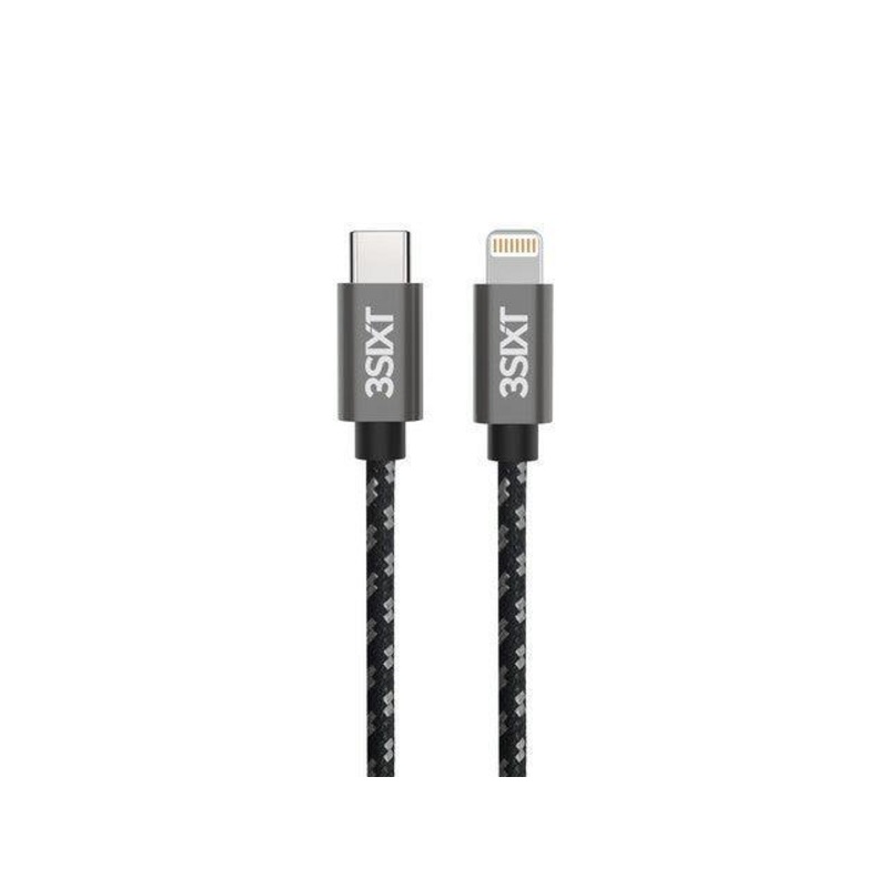3sixT BLACK Cable – USB-C to Lightning – 2m