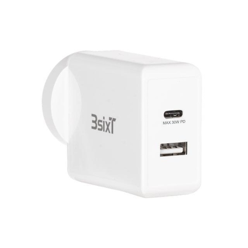 3sixT Wall Charger ANZ 30W USB-C PD + 2.4A – White