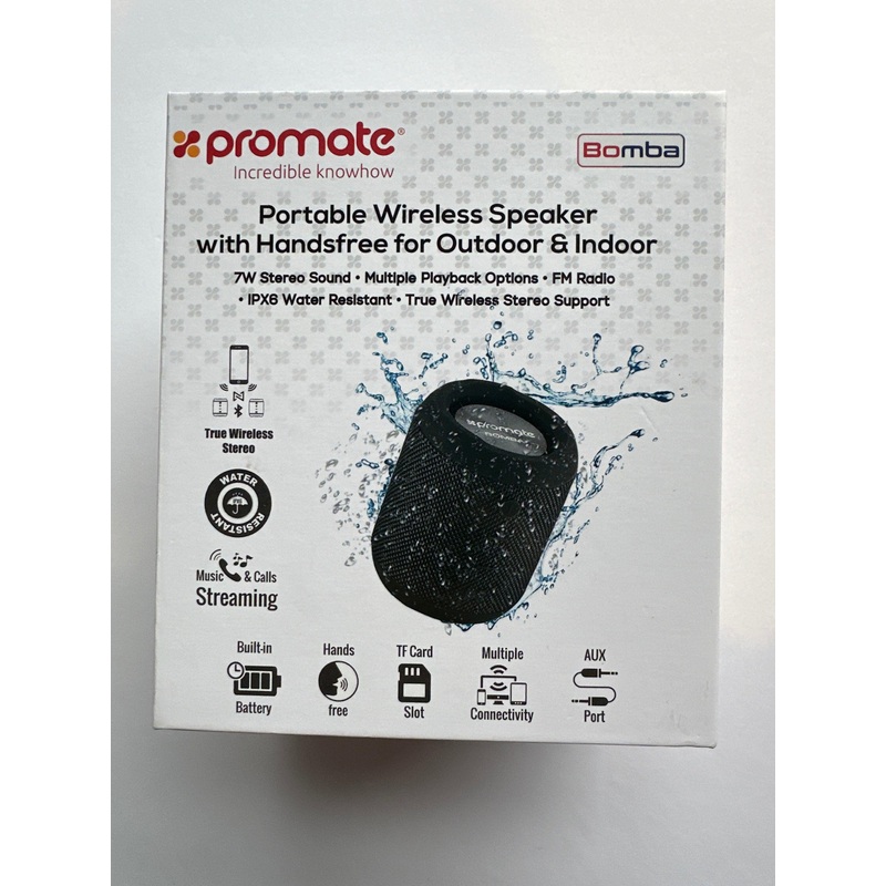 Promate Portable Wireless Speaker with Handsfree for Outdoor and Indoor