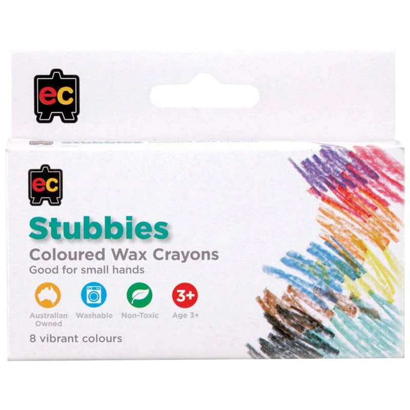 EC Stubbies Coloured Wax Crayons – 8 Vibrant Colours