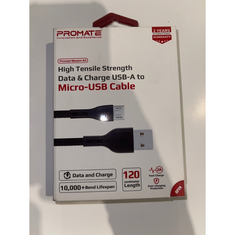 High tensile strength data & charge USB-A to Micro-USB cable.(120cm length)