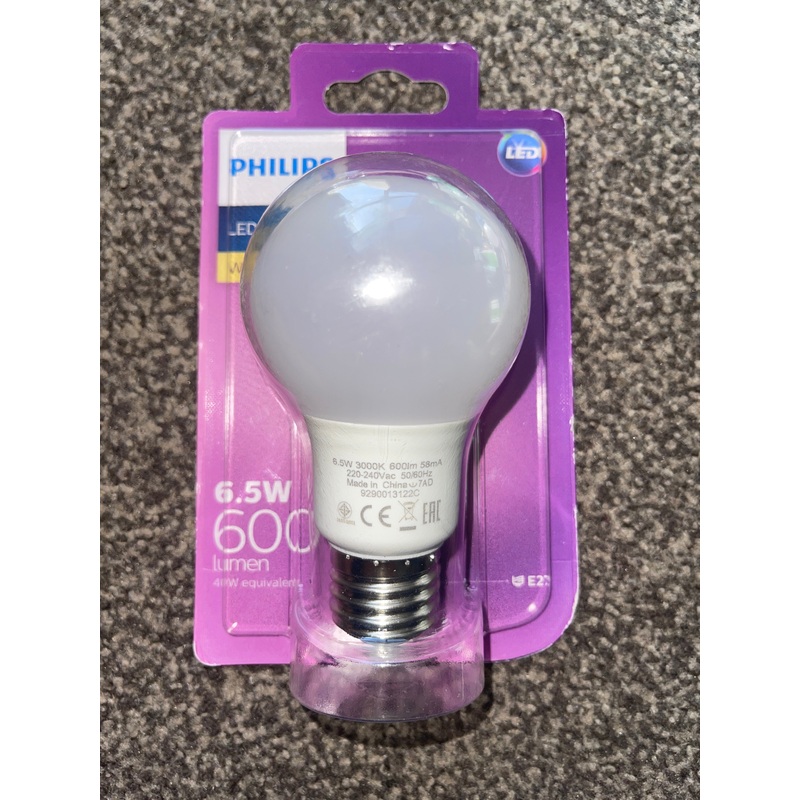 6.5 W 600 lumen warm light LED, E27
