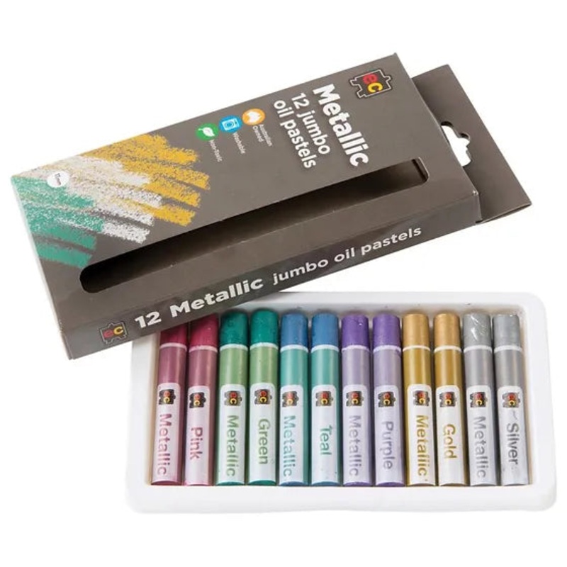 EC Metallic Jumbo Oil Pastels – 12 Vibrant Colours
