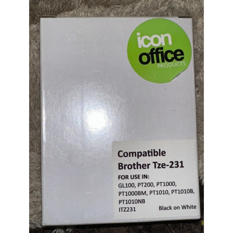 Icon Compatible Brother TZe231 Tape 12mm x 8m Black on White