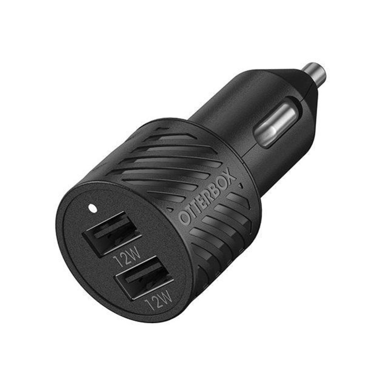 OTTERBOX 2PRT CAR CHGR 24W USB-A 12W BLACK