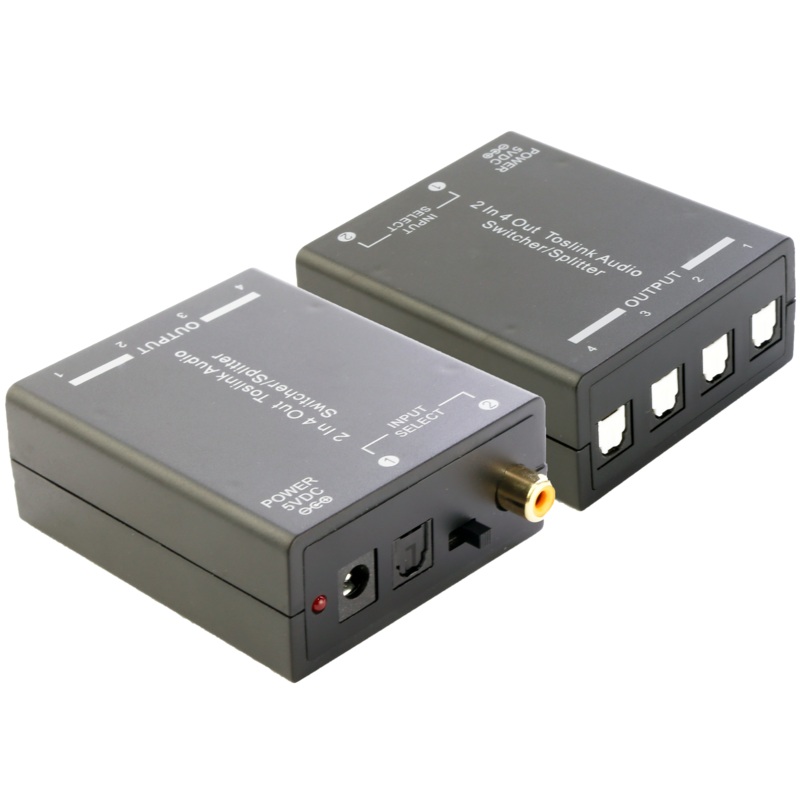 ARCO 1×4 Optical Audio Splitter. Split & Distribute a Single Digital Audio Input to up to 4 Optical Digital Outputs. Supports Dolby Digital & DTS 2/5.1CH. Supports S/PDIF Sampling 32-192kHz.