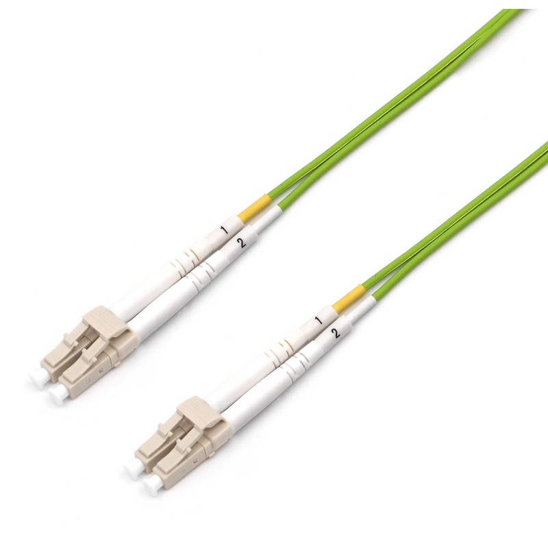 DYNAMIX 1.5M 50u LC/LC OM5 Fibre Lead (Duplex, Multimode) Lime Green LSZH Jacket.