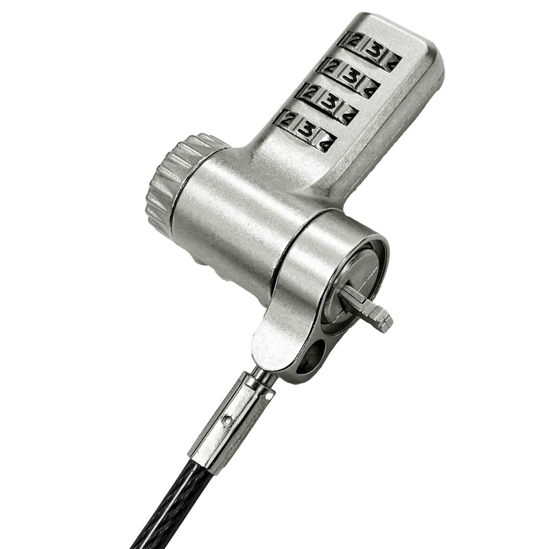 DYNAMIX 2m Universal One-for-All Locking Security Cable with 4-Digit Resettable Combo Lock Designed to Fit All Notebooks, Desktops, Monitors, & Devices with Security Slots Inc Kensington, Noble & Nano.