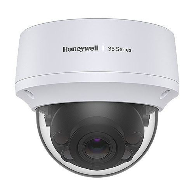HONEYWELL 35 Series 8MP WDR IR IP Dome Camera with 2.8mm Fixed Lens. Up to 40M IR. Rugged Outdoor IP66 Housing. IK10 Vandal Resistant PoE (IEEE 802.3af) or 12VDC. True WDR, 120dB Auto (ICR) / Colour