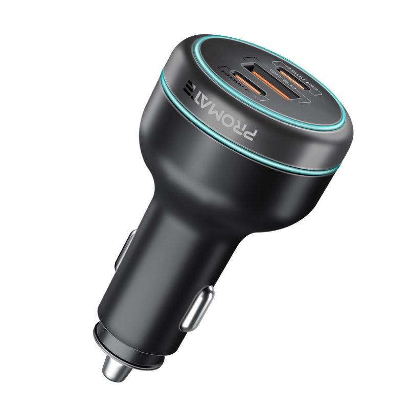 PROMATE 230W RapidCharge Car Charger with Dual PD & QC Ports. 140W & 45W PD for Notebooks, MacBooks, Smartphones & Tablets. Automatic Voltage Regulation.