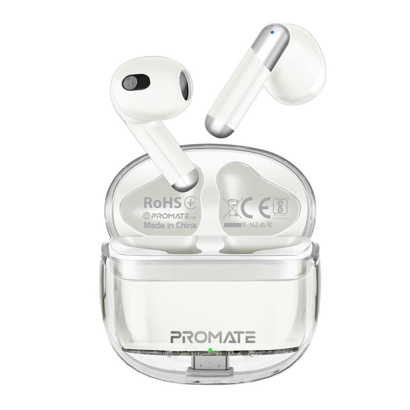 PROMATE In-Ear HD Bluetooth Earbud with Intellitouch & 300mAh Charging Case. Ergonomic Fit, up to 6-Hour Playback, 2x 40mAh Earphone Battery, Auto Pairing, Black Colour