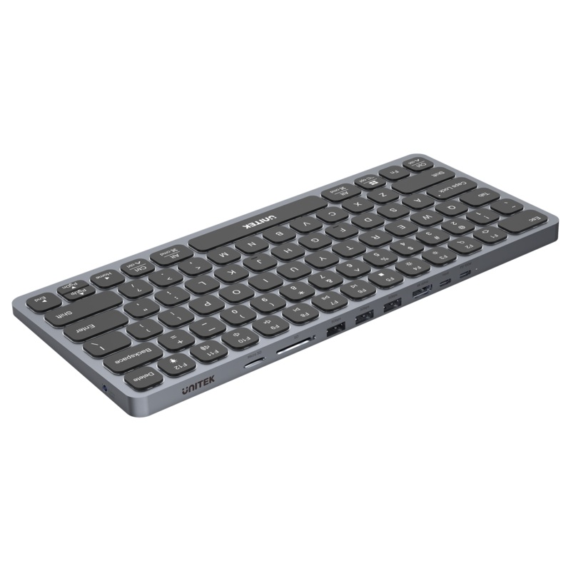 UNITEK 9-in-1 Hub with Keyboard. Back Light & Ergonomic Design. Inludes 3x USB-A Ports, 1x HDMI Port, USB-C PD 100W Port, SD/Micro SD Card Slot, 3.5mm Audio. Supports JUNE Promo – Includes FREE C137W