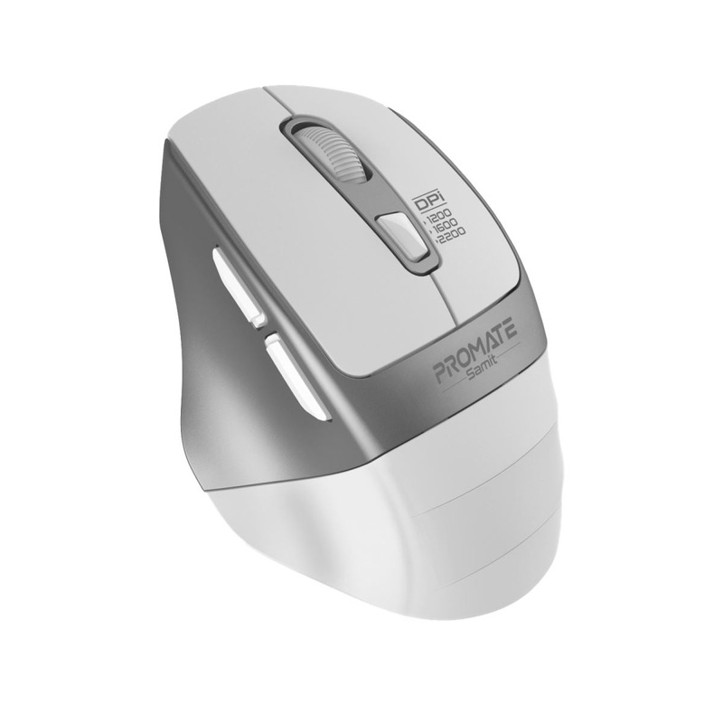 PROMATE Ergonomic Silent Click Wireless Mouse with up to 2200 DPI. 10m Working Range. Plug & Play. Supports 1200/1600/2200 DPI High Precision. Amidextrous Design. Black Colour.