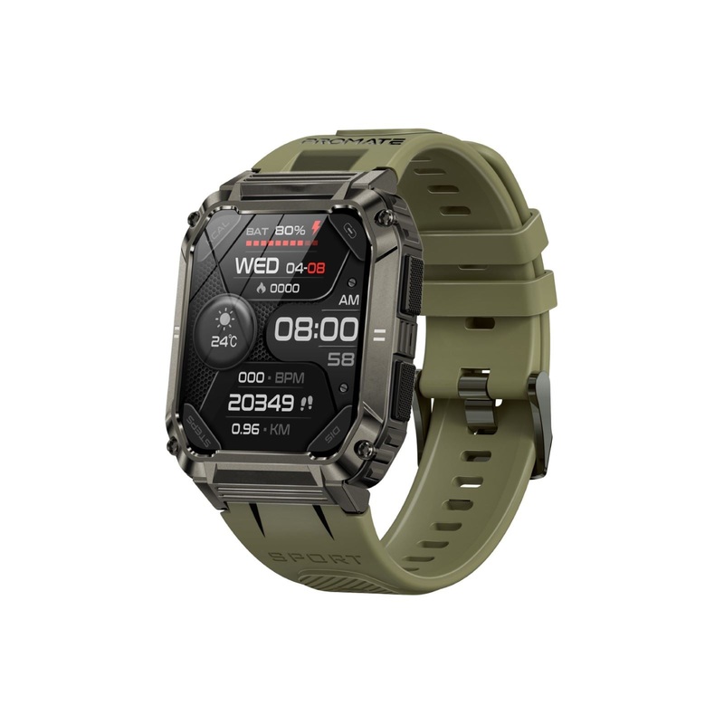 PROMATE IP67 Shock-Resist Smart Watch with Fitness Tracker & Bluetooth Calling. Large 1.95″ Display. Up to 12 Days Battery Life. Heart Rate/Step/Sleep Tracker. Black Colour.