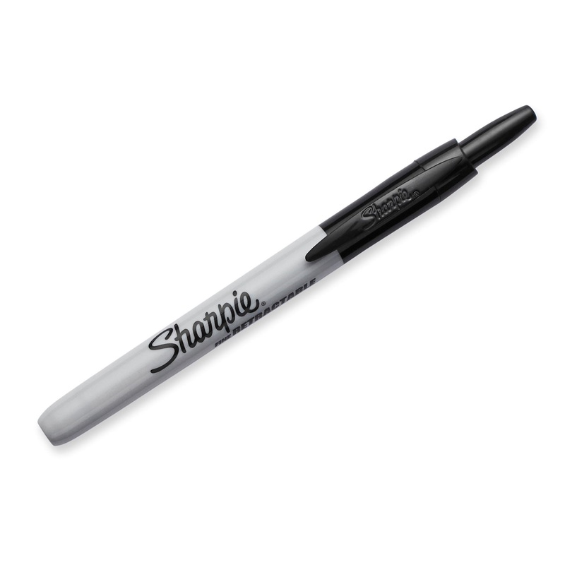 SHARPIE Single Retractable Fine Point Permanent Marker. Permanent on most Surfaces. Quick Drying, Fade & Water-resistant Ink.