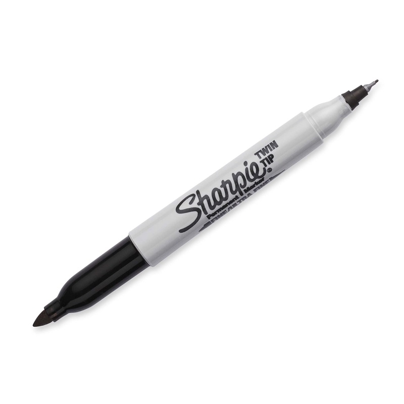 SHARPIE Single Twin Tip Permanent Marker with Fine & Ultra-Fine Tips. Permanent on most Surfaces. Quick Drying, Fade & Water-resistant Ink.