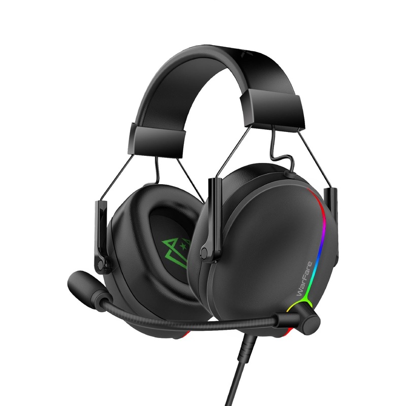 VERTUX Extreme Performance 7.1 Surround Sound Gaming Headset with ENC Microphone & Vibration Feedback. Adjustable Headband and Padded Ear Cups with Immersive RGB Lights and In-line Audio Controls.