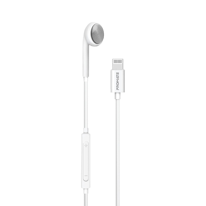 PROMATE Apple MFI Certified HiFi Wired Mono Earbud with Call Button and Microphone. Inline Remote for Playback and Volume Control. Comfortable Silicone Ear Hooks and Noise Cancellation. Black