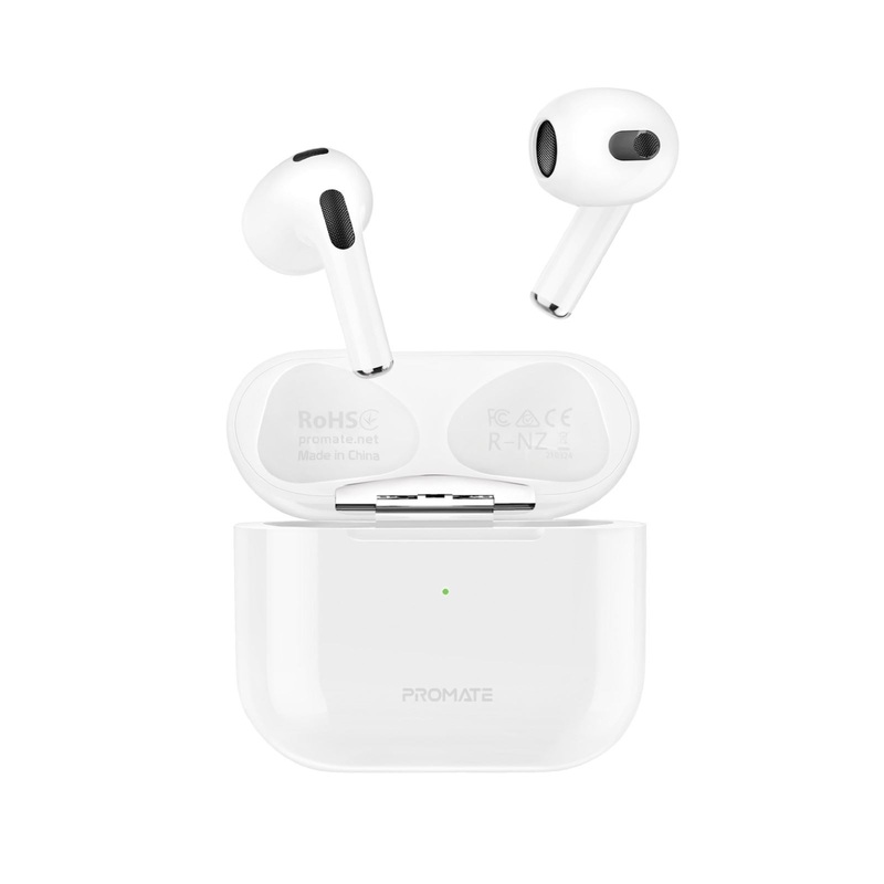 PROMATE In-Ear  Bluetooth Earbuds with Intellitouch and 350mAh Charging Case. Built in Microphones and Noise Isolation. Up to 5 Hours Playback. Smart Auto-Pairing. Ergonomic Design. Black.