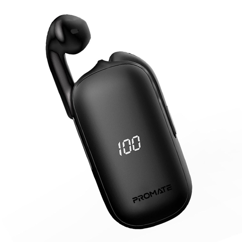 PROMATE In-Ear HD Bluetooth Earbud with Intellitouch and 500mAh Charging Case. Built in Microphones and Noise Isolation. Up to 3 Hours Playback. Smart Auto-Pairing. Ergonomic Design. Black.