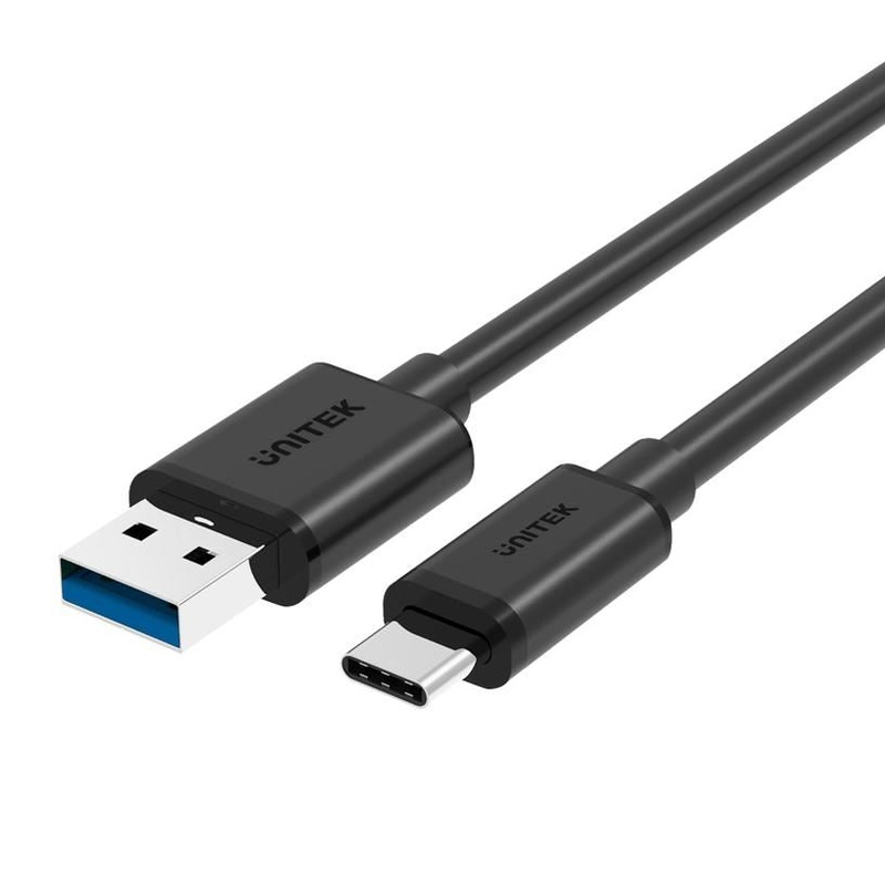 UNITEK 1m USB 3.1 USB-C Male to USB-A Male Cable. Reversible USB-C Connector, Supports Data Transfer Speed up to 5Gbps. Sync & Charging. Black Colour.