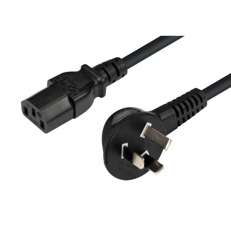 DYNAMIX 0.5M Flat Head 3-Pin to C13 Female Connector 7.5A SAA Approved Power Cord. 0.75mm copper core. BLACK Colour.