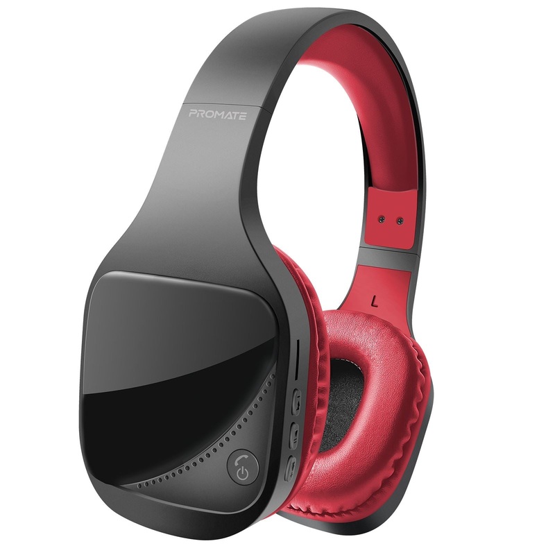 PROMATE Hi-Fi Stereo Bluetooth Wireless Over-Ear Headphones. Up to 10 Hours Playback. 300mAh Battery, Up to 10m Operating Distance, Integrated Microphone, FM 87.5-108MHz, AUX Port. Black Colour
