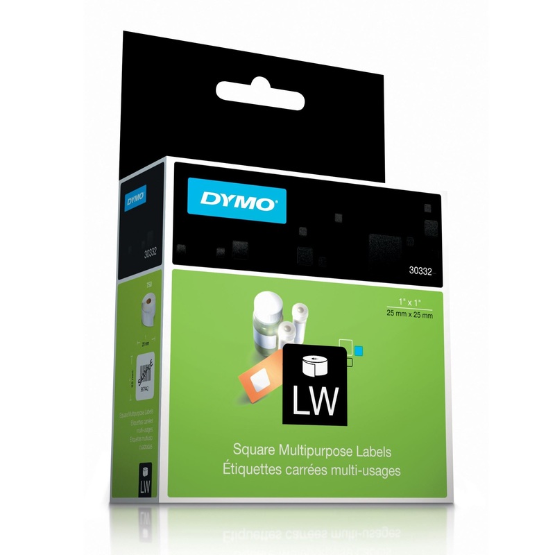 DYMO Genuine LabelWriter Multi Purpose labels,  25mm x 25mm, 1 roll with 750 labels, removable.