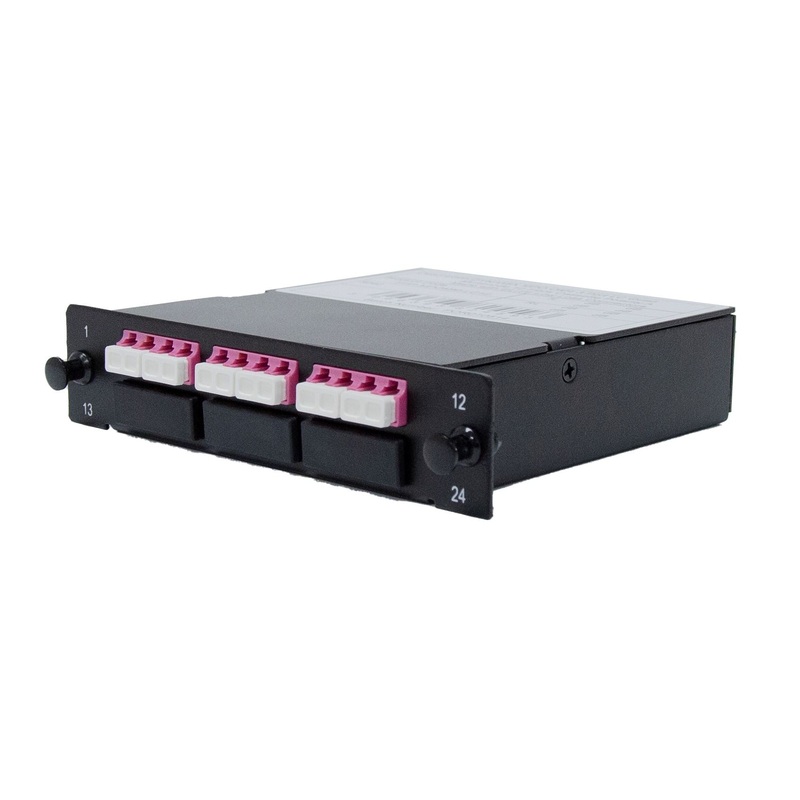 DYNAMIX MPO OM4 3 Port LC Quad Multimode 12 Fibre Cassette. Dual Polarity A/C. Made with ELITE Low Loss Connectors.