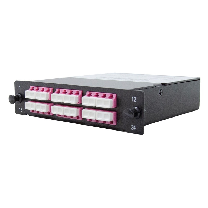 DYNAMIX MPO OM4 6 Port LC Quad Multimode 24 Fibre Cassette. Dual Polarity A/C. Made with ELITE Low Loss Connectors.