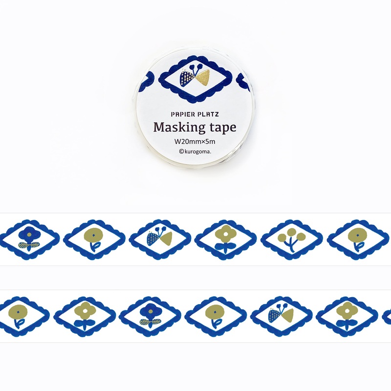 Papier Platz x kurogoma – Blue Flora Masking Tape