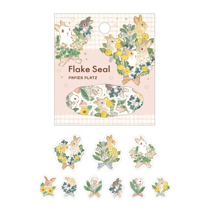 Papier Platz x Moriyama Motoko Flake Stickers – Bunnies and Flowers